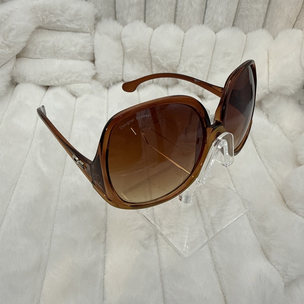 Baroque Translucent Brown/Gold Trim Sunglasses Vintage Polarized Lens Glamour